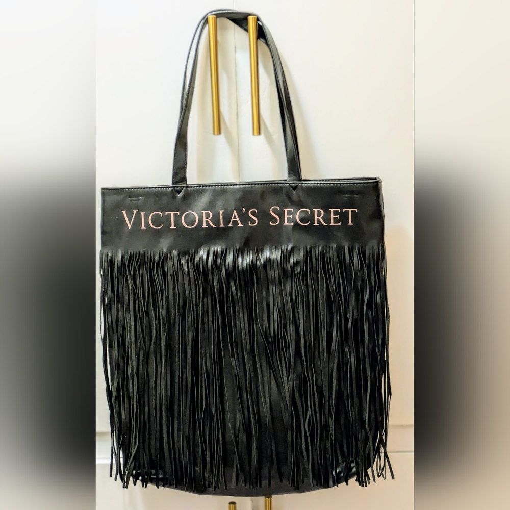 Victoria's Secret Black Fringe Tote Bag